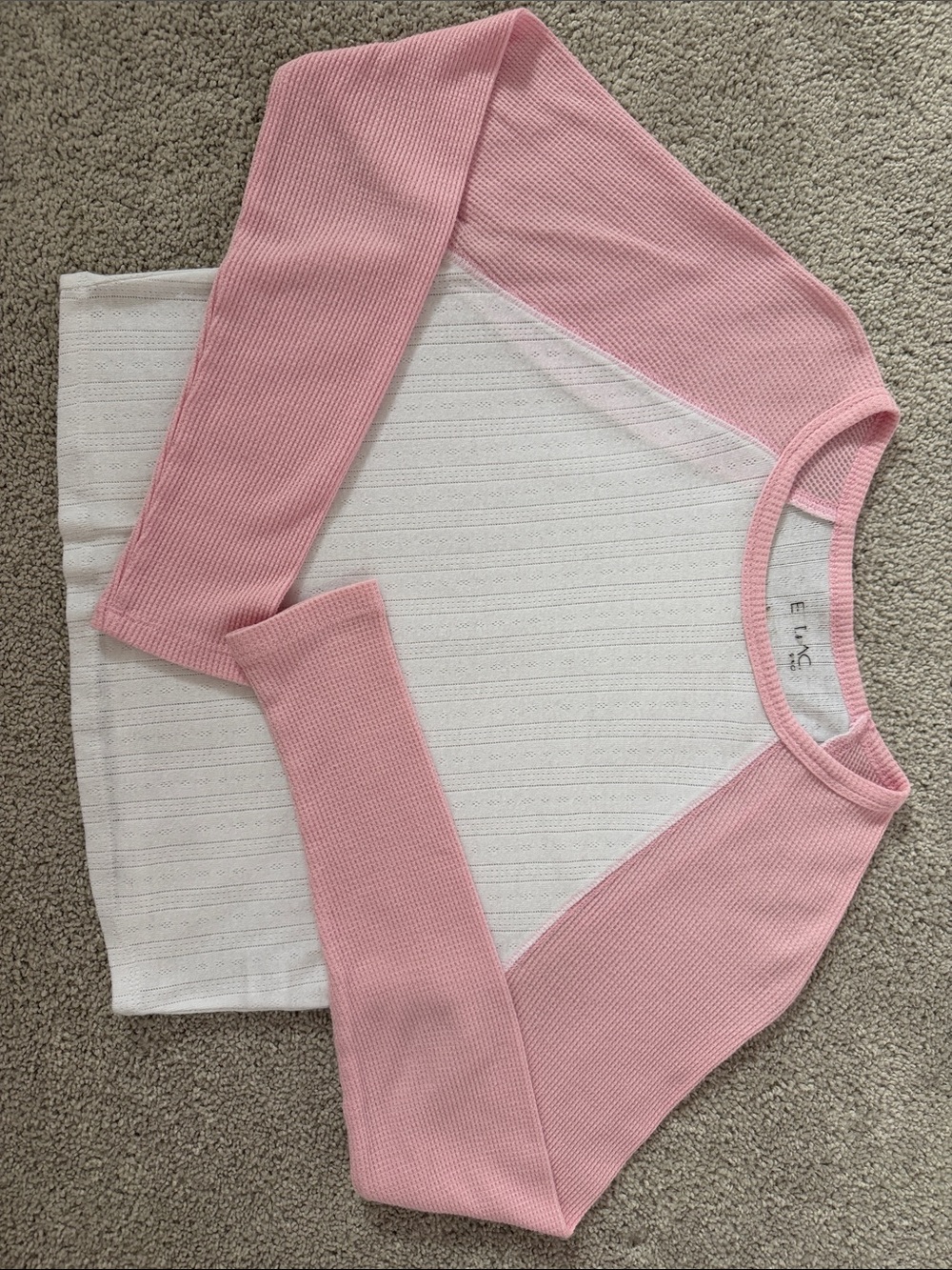 PacSun Pink and White Raglan Long-Sleeve Crop Top